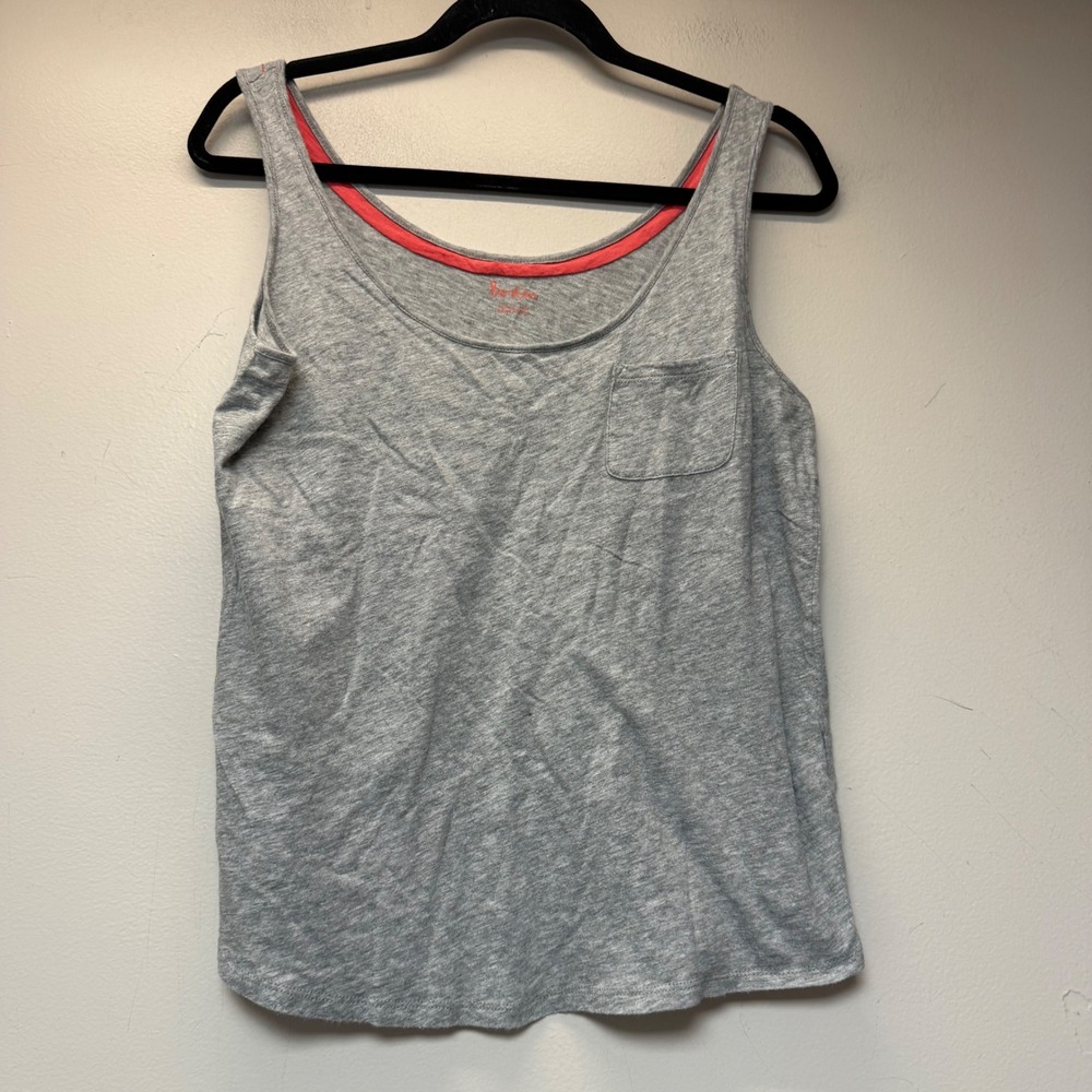 Boden Tank Top Womens size 12 Grey Excellent Cotton Pocket Scoop Neck 9718